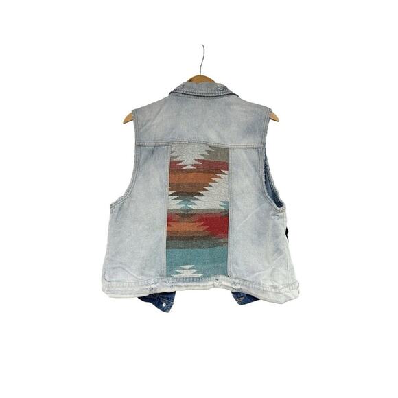 Sterling & Stitch Southwest Print Denim Vest Western Wear Boho Festival Womens L - Picture 4 of 6
